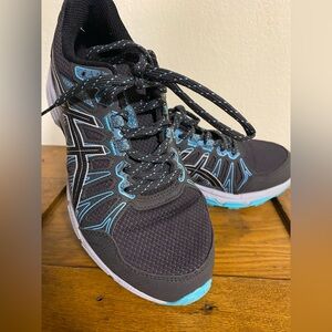 ASICS Gel Venture 7 Black and Teal Athletic Sneakers Women Size 6 EUC